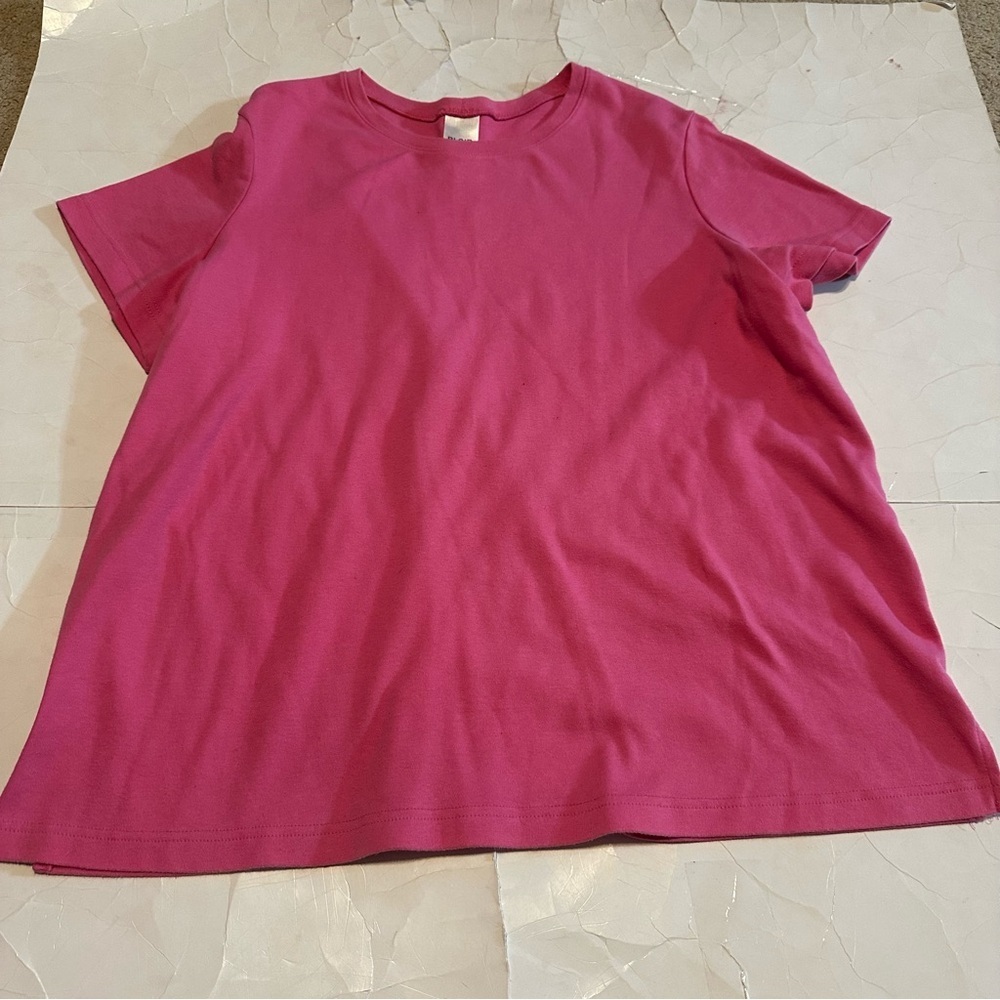 Pink T-Shirt Blair 2X Plain Casual Spring Short Sleeve Everyday